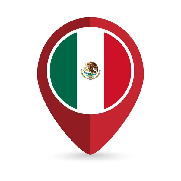 Ponteiro Mapa Com Contry México Bandeira México Ilustração Vetorial — Vetor de Stock