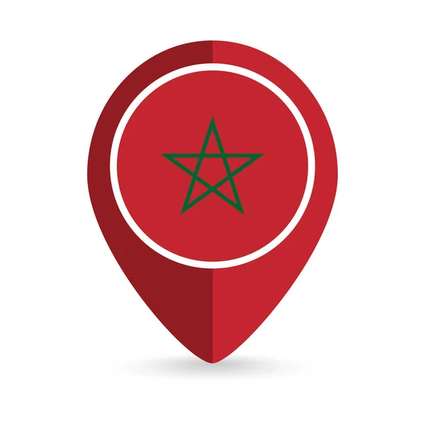 Kartenzeiger Mit Land Marokko Marokko Flagge Vektorillustration — Stockvektor