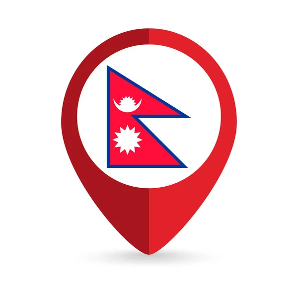 Puntero Mapa Con Contry Nepal Bandera Nepal Ilustración Vectorial — Archivo Imágenes Vectoriales