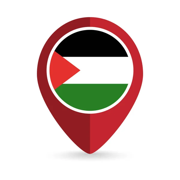 Puntero Mapa Con Contry Palestina Bandera Palestina Ilustración Vectorial — Vector de stock
