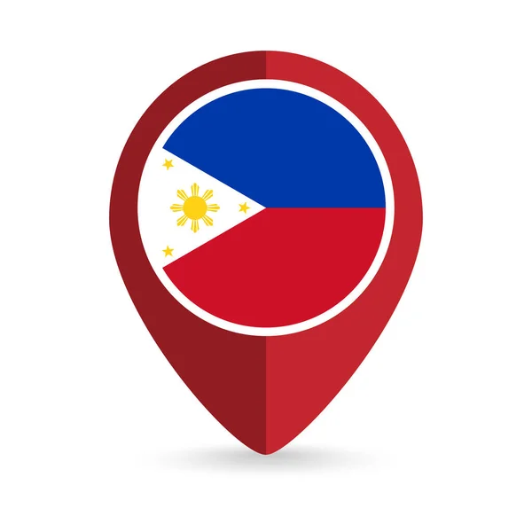 Puntero Mapa Con Contry Filipinas Bandera Filipinas Ilustración Vectorial — Archivo Imágenes Vectoriales