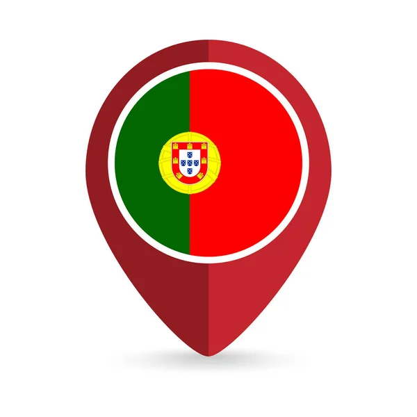 Puntero Mapa Con Contry Portugal Bandera Portugal Ilustración Vectorial — Archivo Imágenes Vectoriales