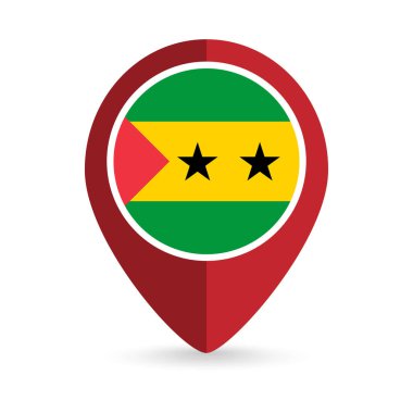 Aziz Thomas ve Prens 'in bulunduğu harita işaretçisi. Aziz Thomas ve Prens bayrağı. Vektör illüstrasyonu.