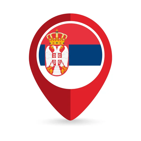 Wskaźnik Mapy Contry Serbia Flaga Serbii Ilustracja Wektora — Wektor stockowy