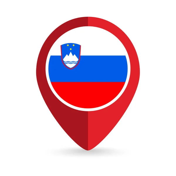 地图指针与Contry斯洛文尼亚 斯洛文尼亚国旗 矢量说明 — 图库矢量图片