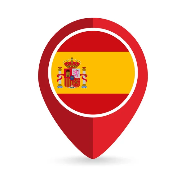Ponteiro Mapa Com Contry Espanha Bandeira Espanhola Ilustração Vetorial —  Vetores de Stock