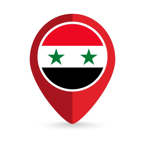 Mapa Puntero Con Contry Siria Bandera Siria Ilustración Vectorial — Archivo Imágenes Vectoriales
