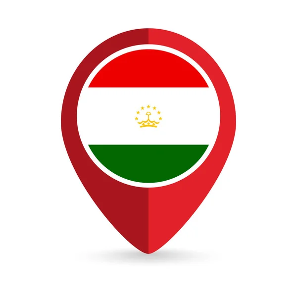 Ukazatel Mapy Protikladným Tádžikistánem Tádžická Vlajka Vektorová Ilustrace — Stockový vektor