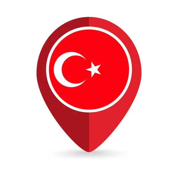 Pointeur Carte Avec Contry Turquie Drapeau Turquie Illustration Vectorielle — Image vectorielle