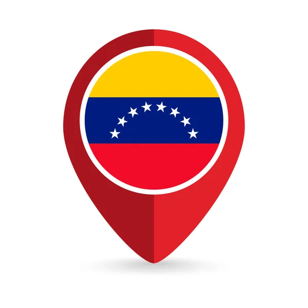 Puntero Mapa Con Contry Venezuela Bandera Venezuela Ilustración Vectorial — Archivo Imágenes Vectoriales