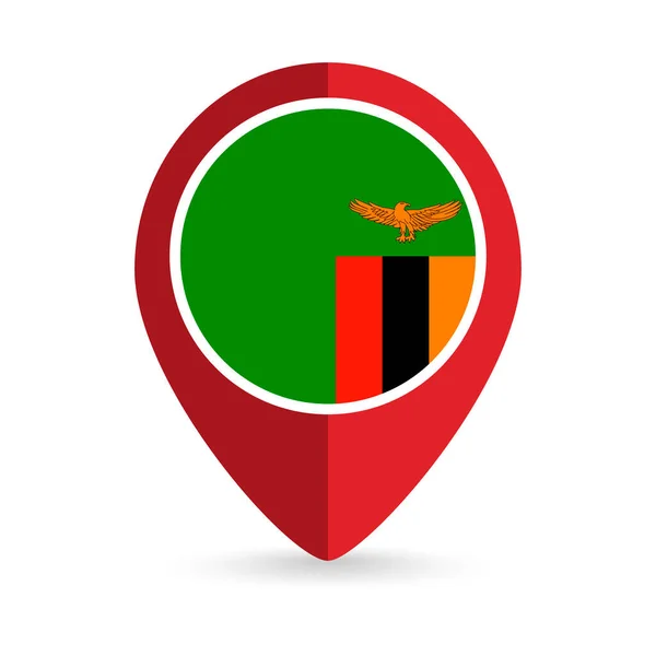 Ukazatel Mapy Protikladnou Zambií Zambijská Vlajka Vektorová Ilustrace — Stockový vektor