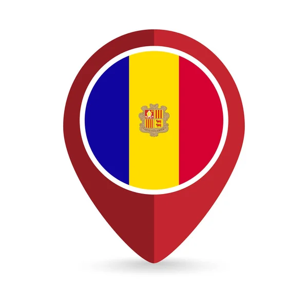 Ukazatel Mapy Zemí Andorra Andorrská Vlajka Vektorová Ilustrace — Stockový vektor