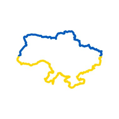 Kalp ikonlu Ukrayna haritası. Vektör İllüstrasyonu.