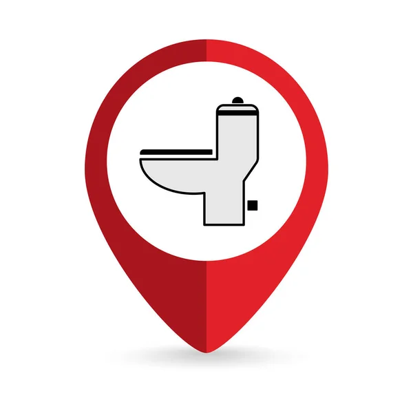 带有浴室或卫生间马桶座标的地图指针 矢量说明 — 图库矢量图片