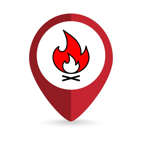 Map Pointer Camp Fire Vector Illustration — 스톡 벡터