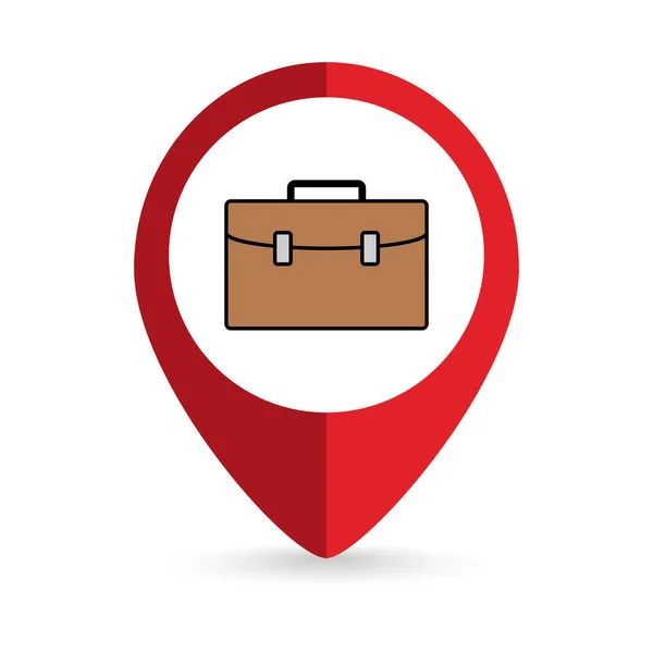 Map Pointer Business Bag Icon Vector Illustration — Vetor de Stock