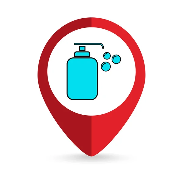 Map Pointer Disinfection Hand Sanitizer Vector Illustration — Image vectorielle