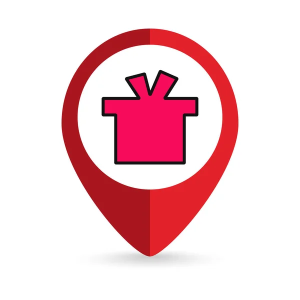 Map Pointer Gift Box Sign Vector Illustration — Stok Vektör