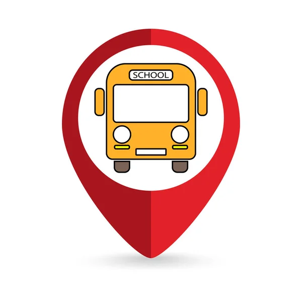 Map Pointer Yellow School Bus Icon Vector Illustration — стоковый вектор