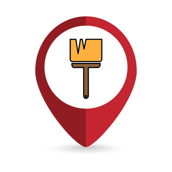 Map Pointer Brush Paint Tool Icon Vector Illustration — Vettoriale Stock