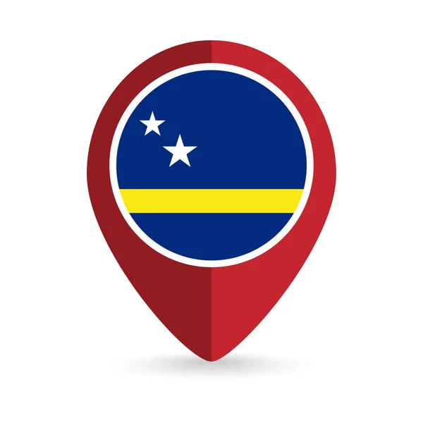 Mapa Ponteiro Com País Curaçao Bandeira Curaçao Ilustração Vetorial — Vetor de Stock