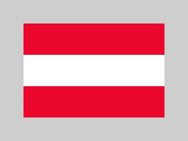 Avusturya bayrağı, resmi renkler ve orantı. Vektör illüstrasyonu.