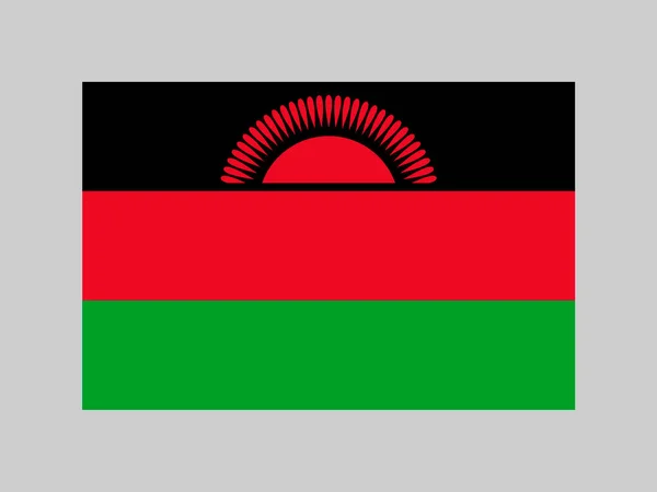 Bandera Malawi Colores Oficiales Proporción Ilustración Vectorial — Vector de stock