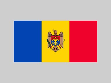 Moldova bayrağı, resmi renkler ve oran. Vektör illüstrasyonu.