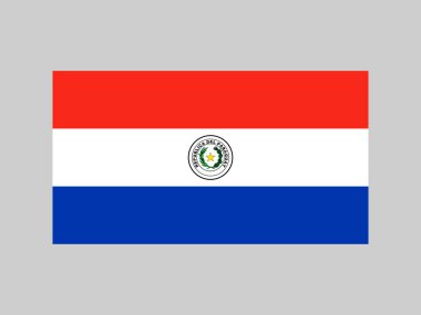 Paraguay bayrağı, resmi renkler ve orantı. Vektör illüstrasyonu.