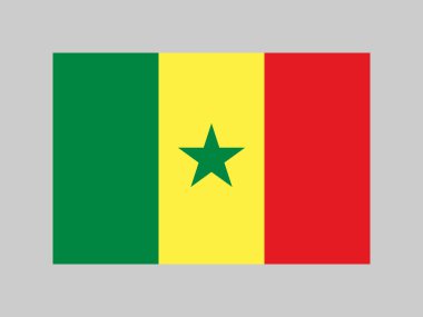 Senegal bayrağı, resmi renkler ve orantı. Vektör illüstrasyonu.