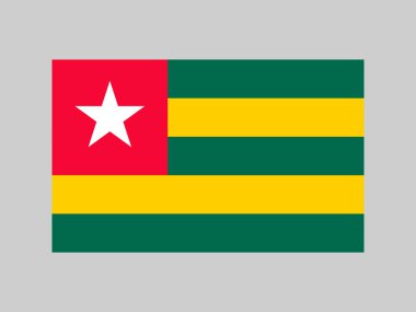 Togo bayrağı, resmi renkler ve oran. Vektör illüstrasyonu.