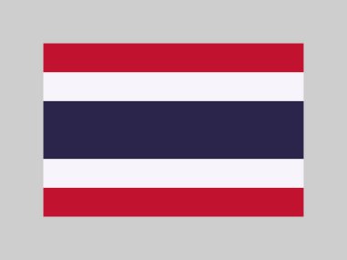 Tayland bayrağı, resmi renkler ve oranlar. Vektör illüstrasyonu.