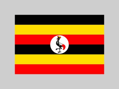 Uganda bayrağı, resmi renkler ve orantı. Vektör illüstrasyonu.