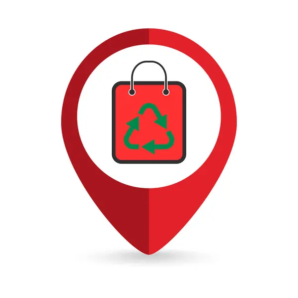 Map Pointer Paper Shopping Bag Recycle Icon Vector Illustration — стоковый вектор