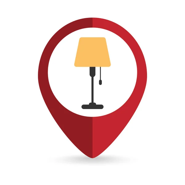 Map Pointer Table Lamp Icon Vector Illustration — Vetor de Stock