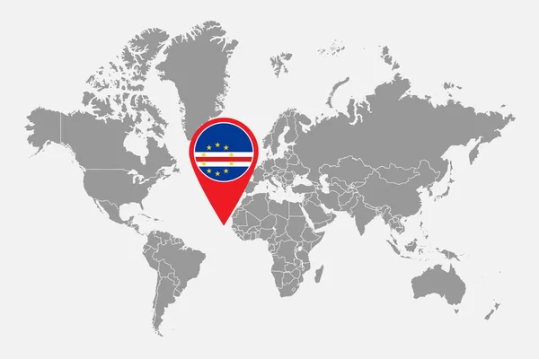 Pin Karte Mit Kapverdischen Flagge Auf Weltkarte Vektorillustration — Stockvektor