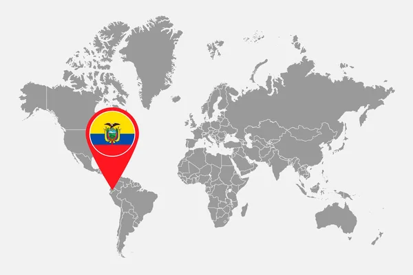 Pin Map Ecuador Flag World Map Inglês Ilustração Vetorial —  Vetores de Stock