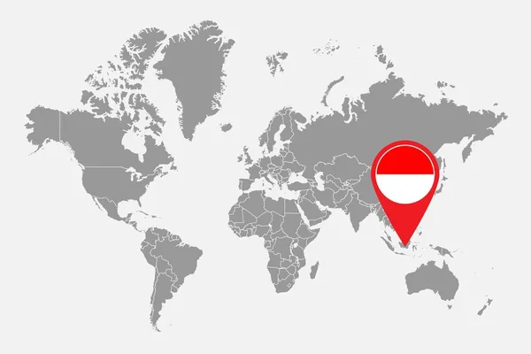 Pin Map Indonesia Flag World Map Inglês Ilustração Vetorial — Vetor de Stock