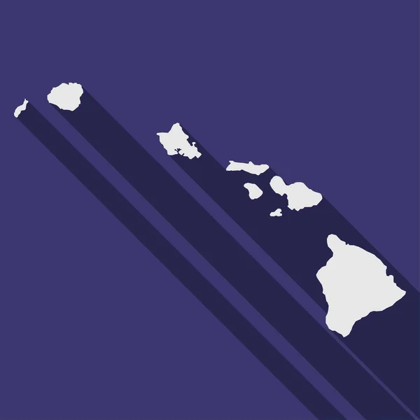 Carte État Hawaï Avec Une Ombre Longue — Image vectorielle
