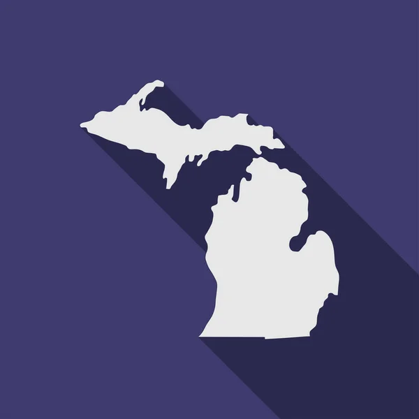 Michigan Staatskaart Met Lange Schaduw — Stockvector