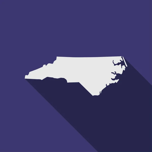 North Carolina State Map Long Shadow — Stock Vector