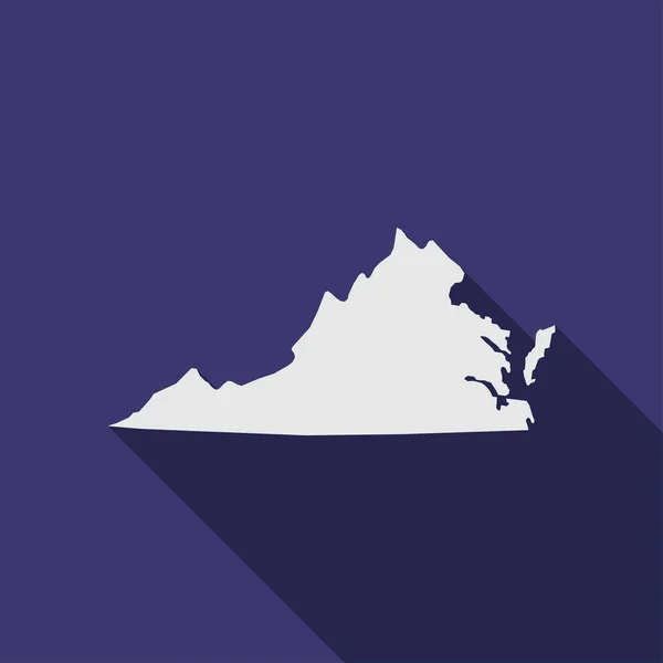 Karte Des Bundesstaates Virginia Mit Langem Schatten — Stockvektor