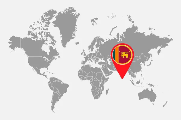 Pin Map Sri Lanka Flag World Map Векторная Иллюстрация — стоковый вектор