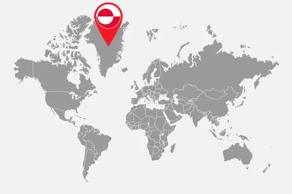 Pin Map Greenland Flag World Map Inglês Ilustração Vetorial —  Vetores de Stock