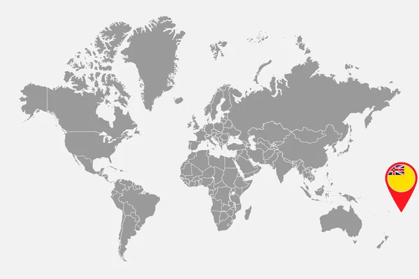 Pin Map Com Bandeira Niue Mapa Mundo Ilustração Vetorial —  Vetores de Stock