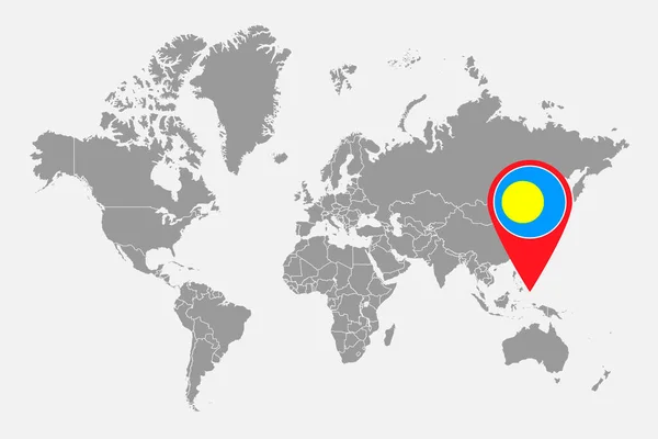 Mapa Pino Com Bandeira Palau Mapa Mundo Ilustração Vetorial — Vetor de Stock