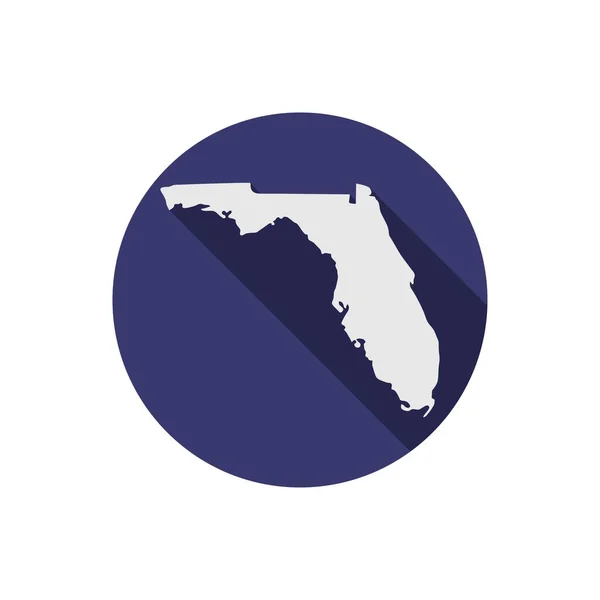 Carte Cercle État Floride Avec Ombre Longue — Image vectorielle