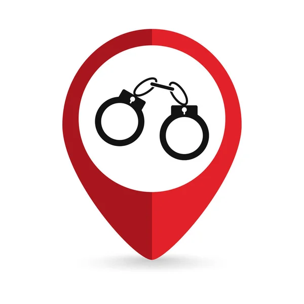 Map Pointer Handcuffs Icon Vector Illustration — ストックベクタ