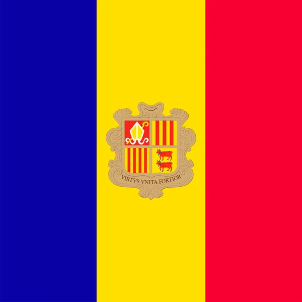 Andorra Flag Official Colors Vector Illustration — Archivo Imágenes Vectoriales