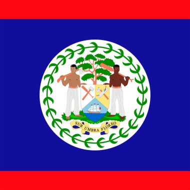 Belize bayrağı, resmi renkler. Vektör illüstrasyonu.